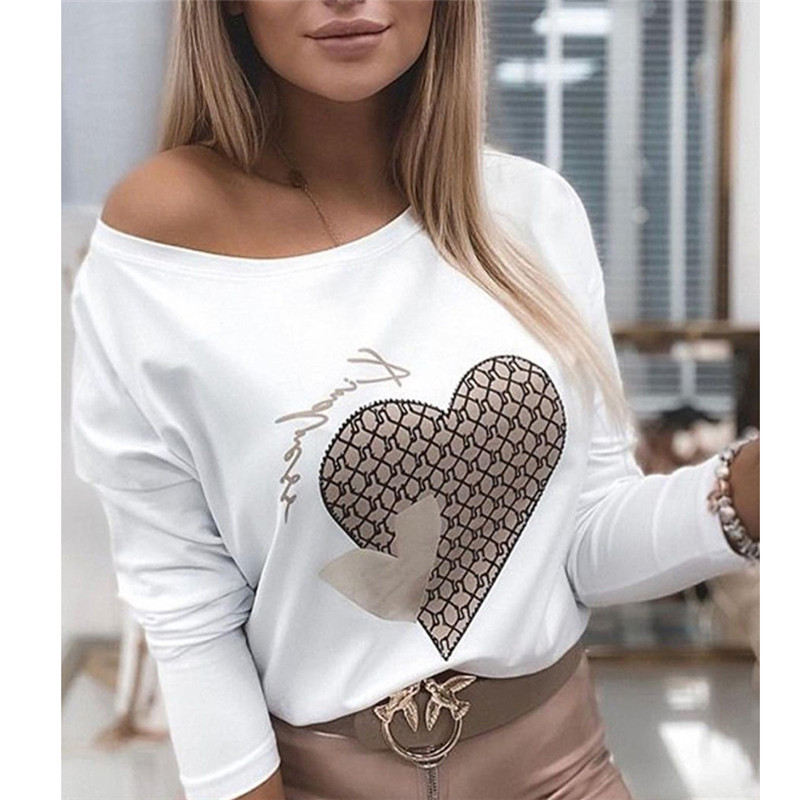 FashionSequined Leopard Heart Printed Casual Black White Shirt O-Neck Elegant Tees Lady Summer Women Tops Short Sleeve G1765 220325