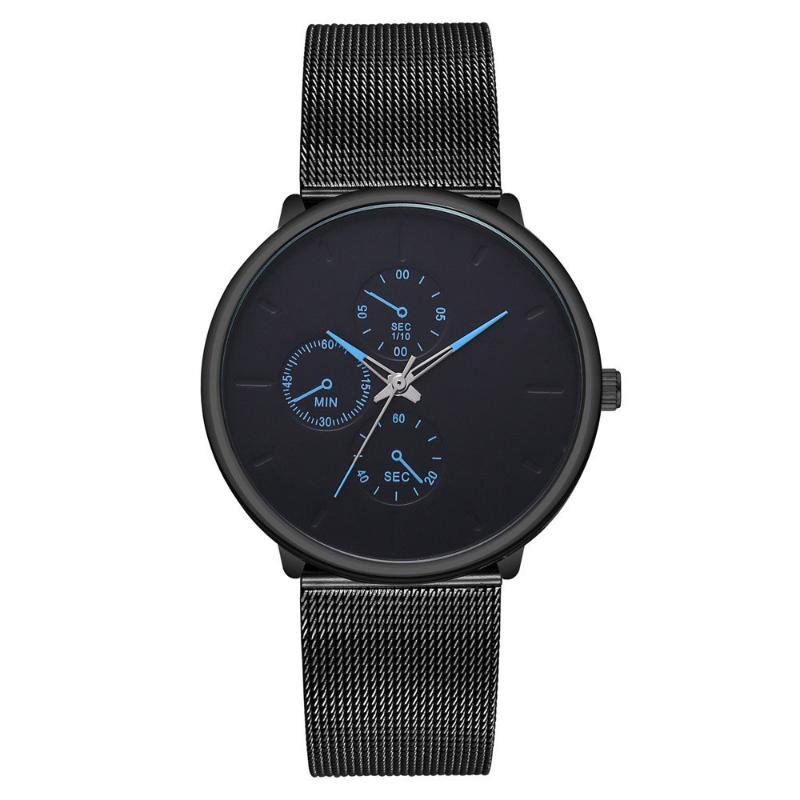 Wristwatches Men Watches Luxury Male Quartz Watch Sport Ultra-thin Stainless Steel Mesh Casual Relogio Masculino Clock, Blue