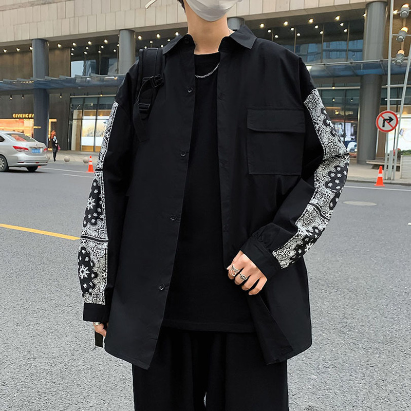 Bandana Men's Shirts Streetwear Long Sleeve Paisley Harajuku Shirt Male Clothes Fashion Spring Summer Elegant Oversize 220322