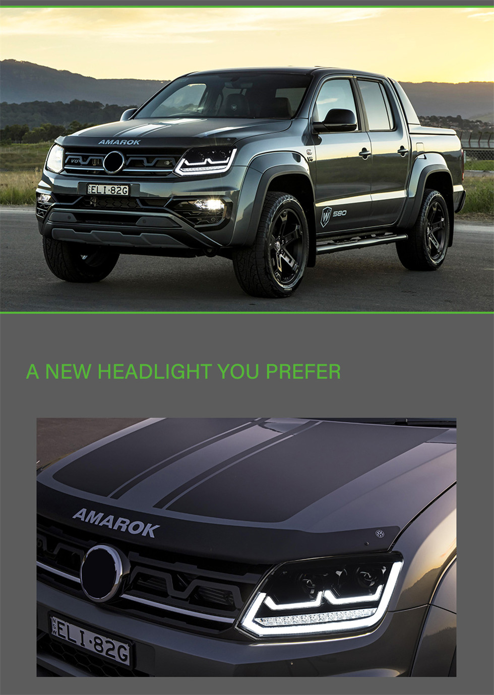 All LED Turn Signal Head Lamp For VW Amarok DRL Headlight Assembly 10-20 bi-xenon beam Car Light