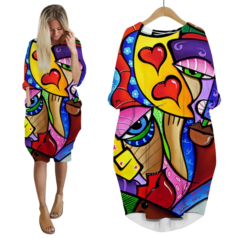 Fashion Polynesian Tiare Flower Dress 3D Printed Long Sleeve Streetwear Harajuku Female Casual Style Women Pocket Dresses W220616