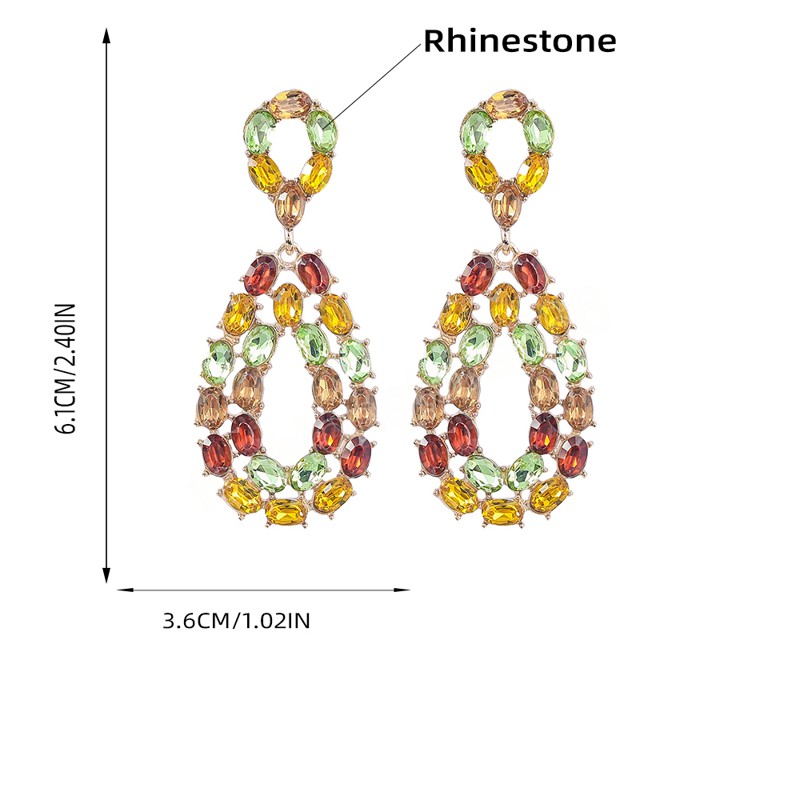 Metal Rhinestone Geometric Dangle Earrings Casual Party Trend Statement Earrings Women's Simple Jewelry