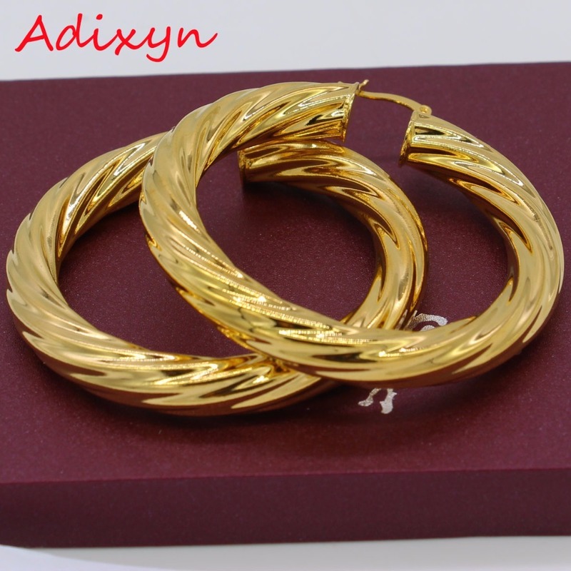 Adixyn 5 3CM African Big Hoop Earrings for Women Gold Color Brass Twisted Earring Arab Ethiopian N01095 220716
Adixyn 5 3CM African Big Hoop Earrings for Women Gold Color Brass Twisted Earring Arab Ethiopian N01095 220716