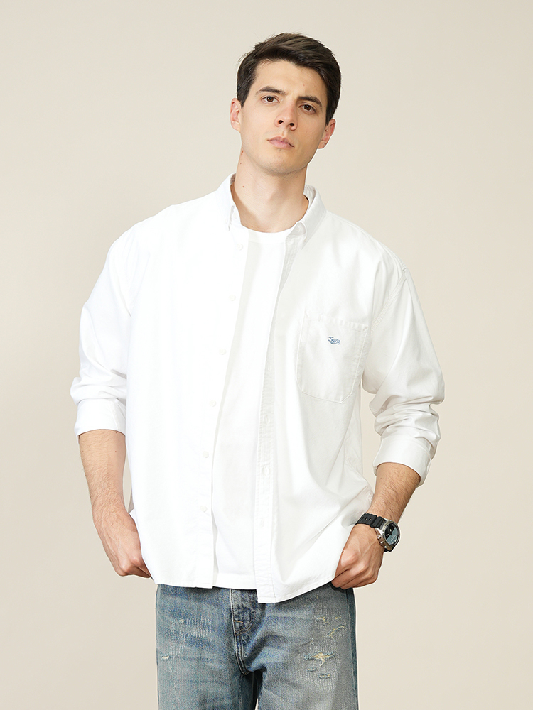 Spring Loose Long Sleeve Solid Oxford Button Down Shirt Men Smart Casual 100% Cotton High Quality Shirts 220322