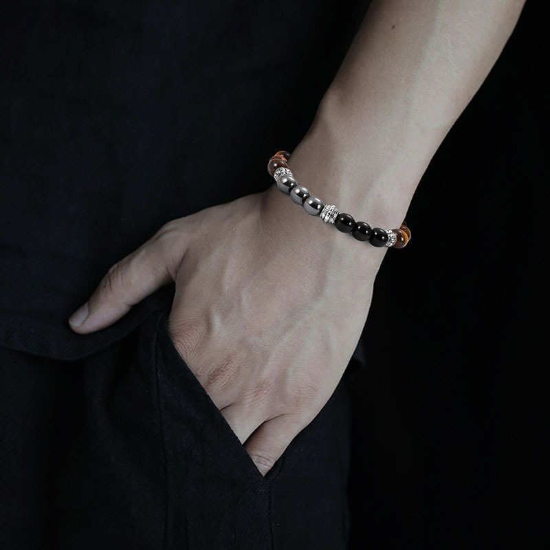 Popular Design 8MM Tiger Eye Beads Strands Bracelet Black Hematite Stone Bracelets Jewelry for Men