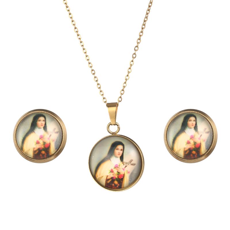 Earrings & Necklace Crystal Virgin Mary Stainless Steel Women Men Gold Catholic Jewelry Set Charms Pendant Chain AccessoriesEarrings, As pic
Earrings & Necklace Crystal Virgin Mary Stainless Steel Women Men Gold Catholic Jewelry Set Charms Pendant Chain AccessoriesEarrings, As pic