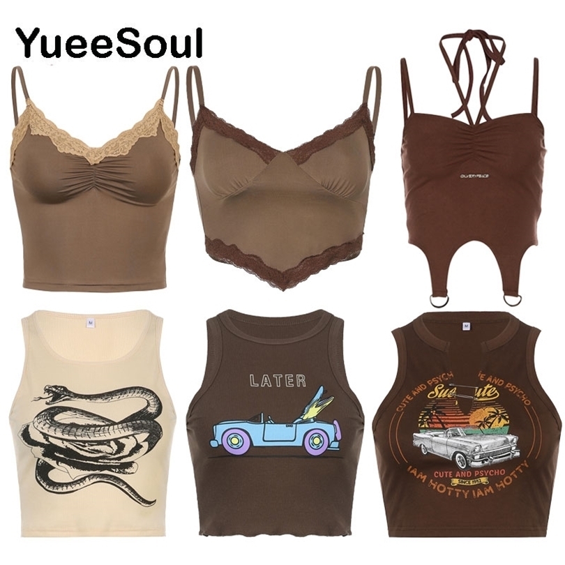 Brown Crop Top Women Sleeveless Summer Tank Tops Y2K Fairycore Cute Streetwear Sexy Corsets for Women 220607, Brown tops 7
Brown Crop Top Women Sleeveless Summer Tank Tops Y2K Fairycore Cute Streetwear Sexy Corsets for Women 220607, Brown tops 7