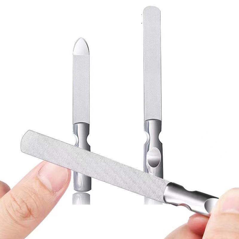 Nail Files Double Sided Art Sanding Washable File Rose Gold Stainless Steel Semilune Buffing Curved Professional Manicure Tools Limas De Unas De Doble