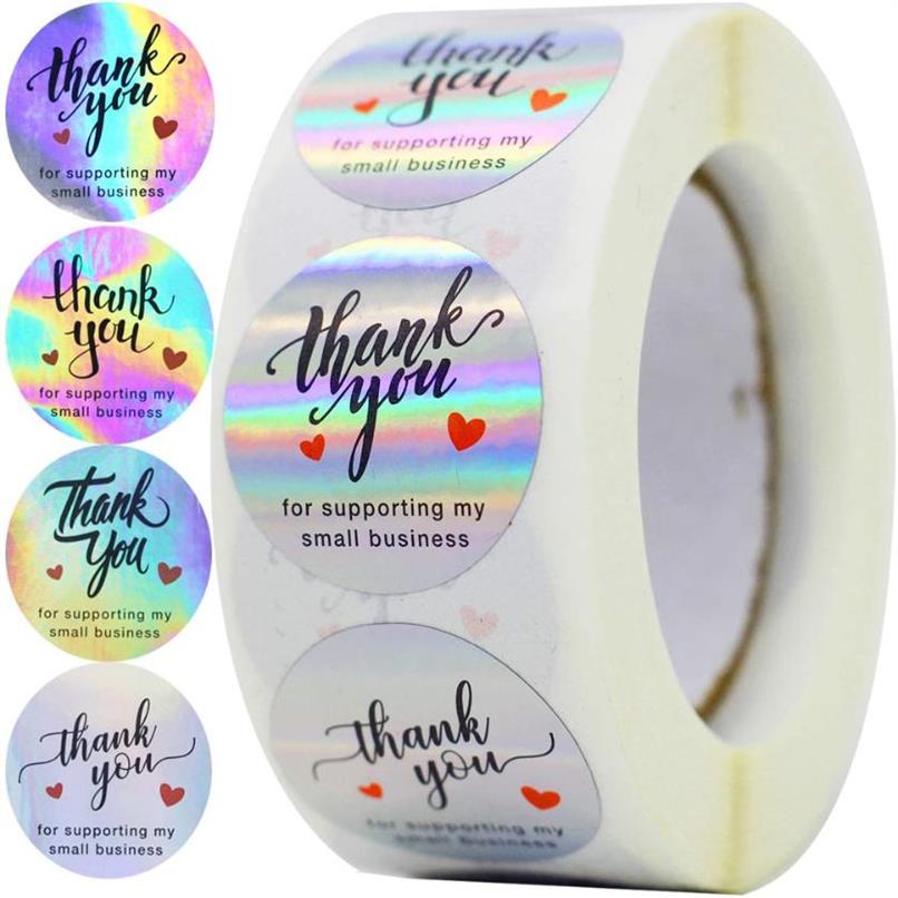 500pcs Rainbow Holo Thank You Stickers 4 Designs Holographic For Supporting My Small Business Gift Labels Wrap273S273W5041114