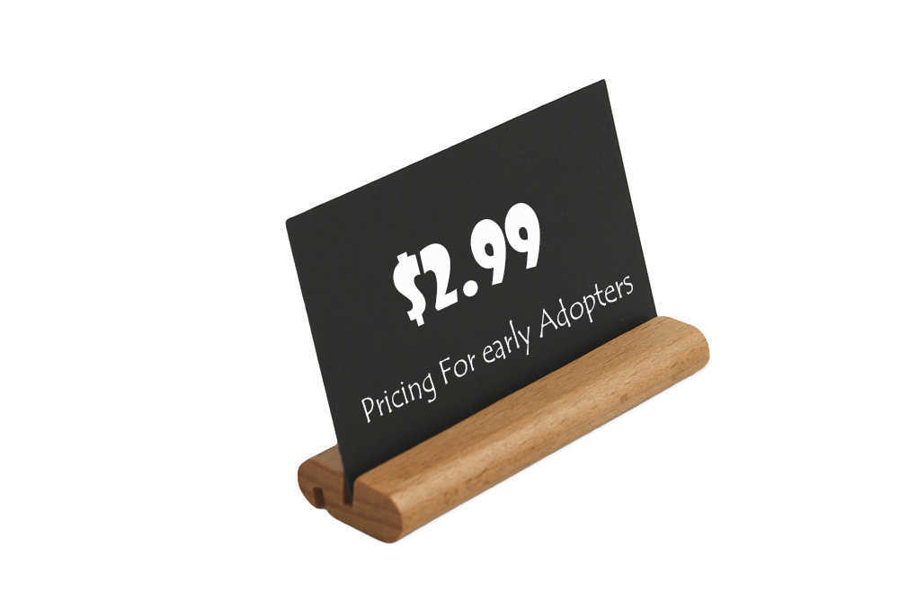2-side Round 90x55mm Wood Base Sign Holder Various Sizes Table Menu Holder
