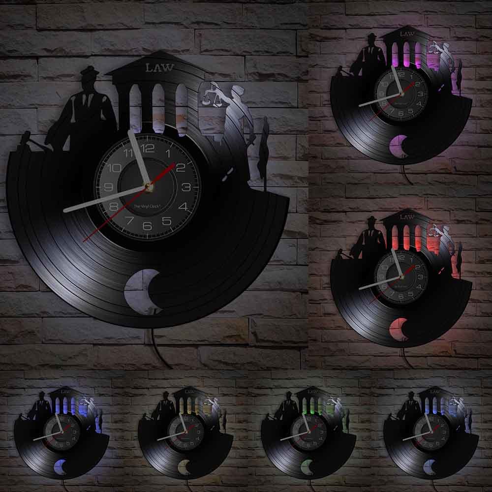 Attorney at Law Truth Wall Art Lawyers Office Judge Court Decor Wall Clock Law Woman Scales of Justice Vinyl Record Wall Clock
