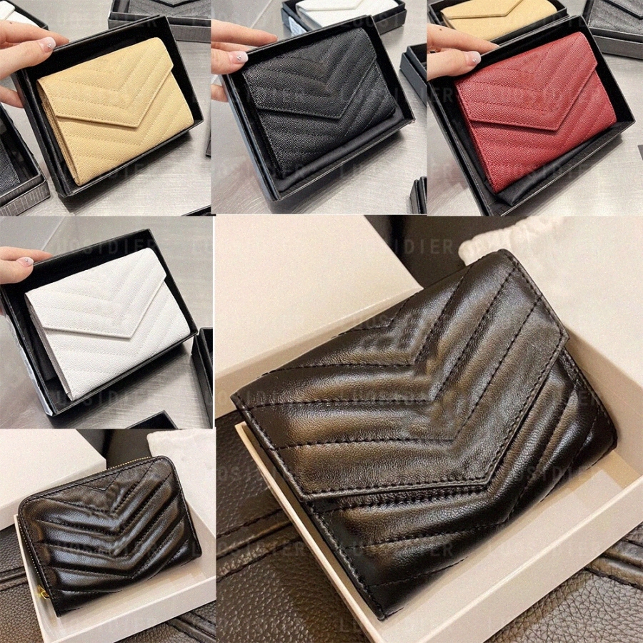 Small Envelope Wallet Mix Matelasse Cassandre Grain De Poudre Embossed Leather Card Holder Multi-Folded Purse Luxury Designer Pouch Genuine Leather