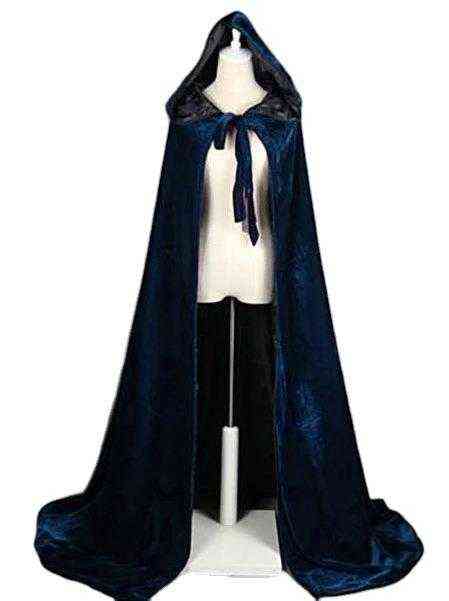 Hooded Cloak Long Velvet Cape Robe Green Black Red Halloween Carnival Purim Coats Medieval Witch Wicca Vampire Come For Adult L220714