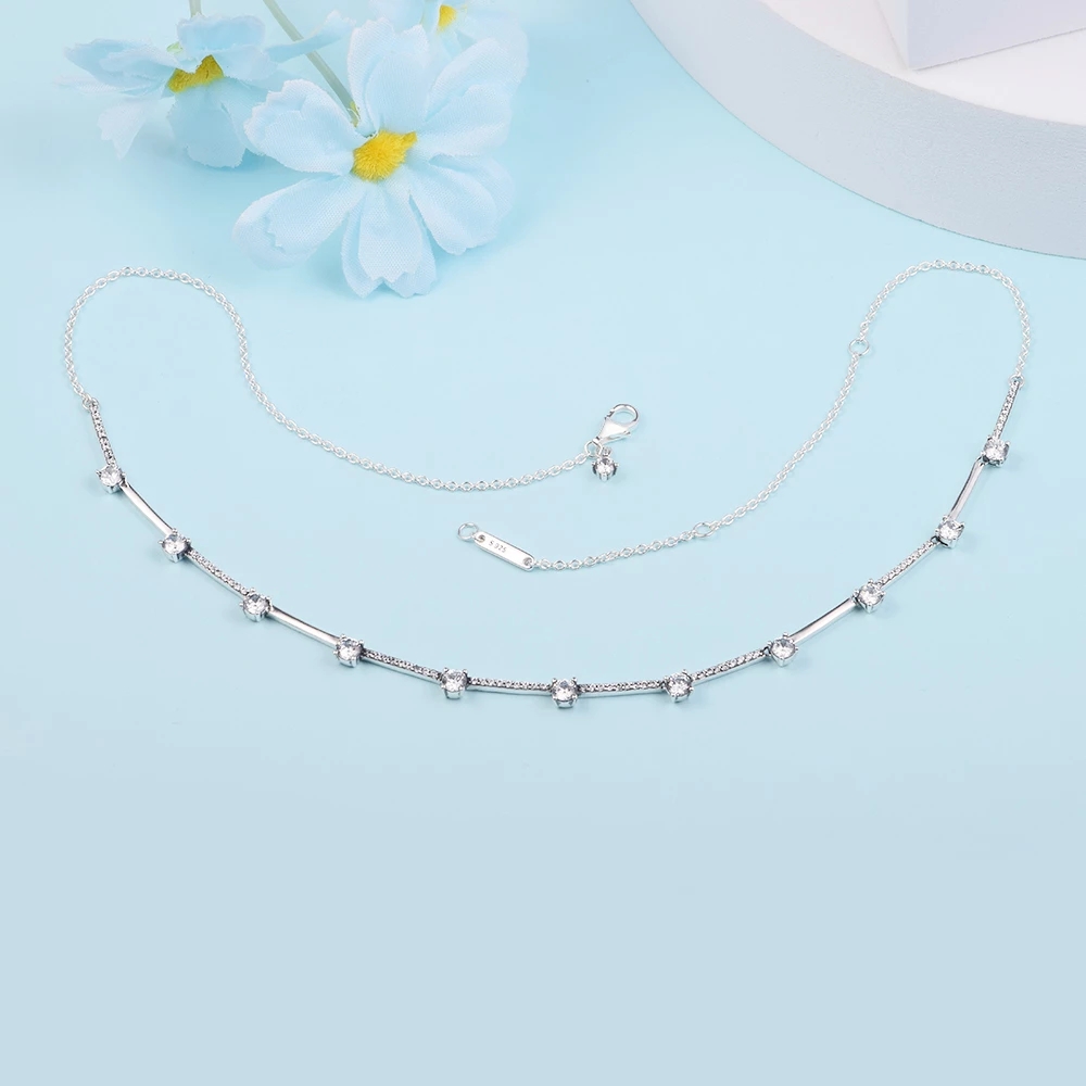925 Sterling Silver Sparkling Pave Collier Bars Necklace Chain For Women Men Fit Pandora Style Necklaces Gift Jewelry 390059C01
925 Sterling Silver Sparkling Pave Collier Bars Necklace Chain For Women Men Fit Pandora Style Necklaces Gift Jewelry 390059C01