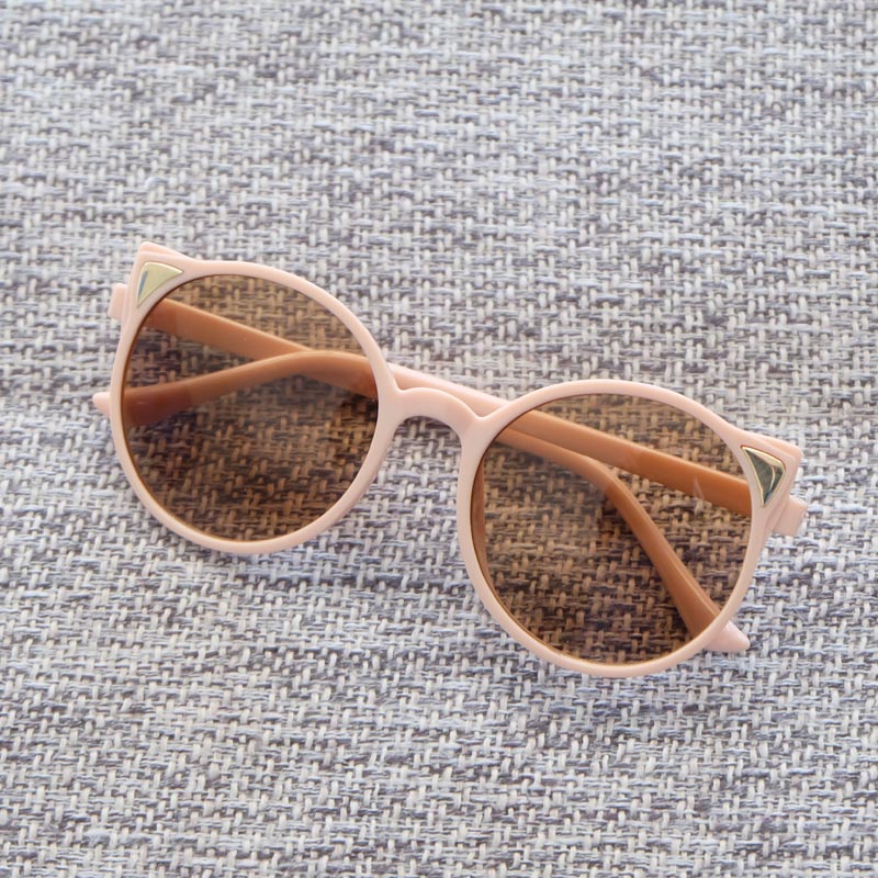 Kids Lovely Animal Design Sunglasses Big Round Cat Eyes Frame Cute Ears Glasses 6 Colors Wholesale Z260305