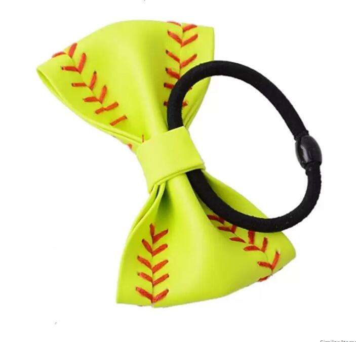 Titanium Sport Accessories 100pcs ponytail softball Baseball leather Hair Accessory Girls Hairs Ties Perfect for softballs Player Baseball Teams GG102