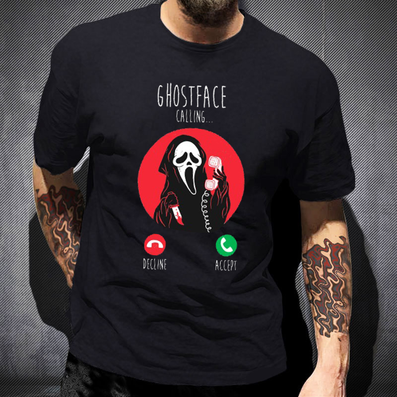 Ghostface Calling Horror Print Tshirt for Men 90s Vintage Short Sleev Boy Girl Halloween Cool Streetwear Gothic Clothes Punk Tee 220614, Yao52937-white
Ghostface Calling Horror Print Tshirt for Men 90s Vintage Short Sleev Boy Girl Halloween Cool Streetwear Gothic Clothes Punk Tee 220614, Yao52937-white