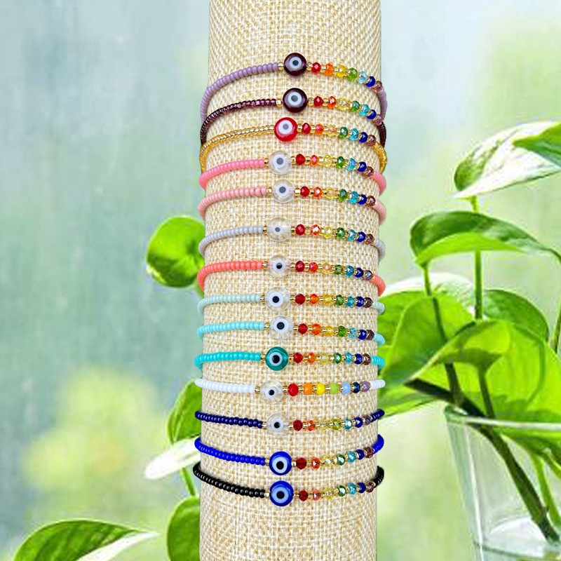 Turkish Eye Bracelet White Blue Evil Eyes Lucky Couple Bracelets for Women Colorful Bead Rope Chain Woven Bracelet Jewelry