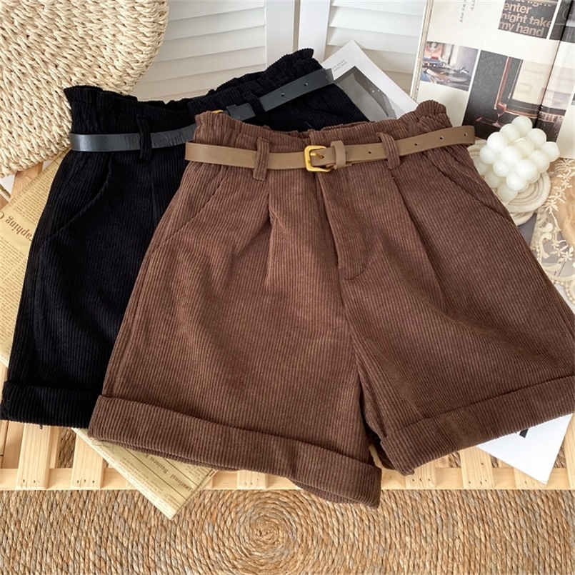Corduroy Rolled Wide-leg Shorts Women Korean Retro Elastic Waist Loose Casual Short Pants With Belt Loose A line Shorts Femme 220419, Style 1 beige
Corduroy Rolled Wide-leg Shorts Women Korean Retro Elastic Waist Loose Casual Short Pants With Belt Loose A line Shorts Femme 220419, Style 1 beige