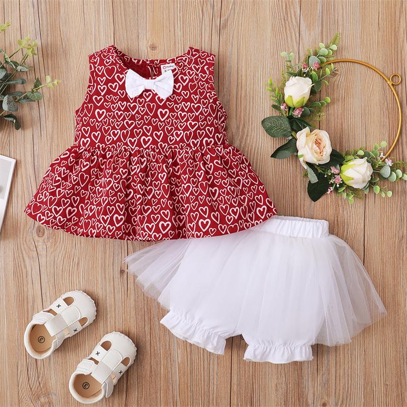 Clothing Sets Christmas Baby Girl Summer Clothes Heart Print Bow Dress Top Tulle Shorts Ruffle Set Princess Infant Girls Outfits, Red
Clothing Sets Christmas Baby Girl Summer Clothes Heart Print Bow Dress Top Tulle Shorts Ruffle Set Princess Infant Girls Outfits, Red