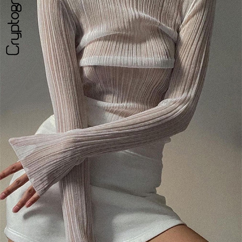 Cryptographic Fall Elegant See Through Long Sleeve Mock Neck Women Tops Fashion Streetwear Sexy TShirts Tees Slim Clothes 220727, White
Cryptographic Fall Elegant See Through Long Sleeve Mock Neck Women Tops Fashion Streetwear Sexy TShirts Tees Slim Clothes 220727, White