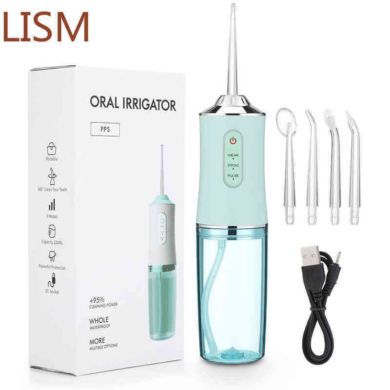 Toothbrush Oral Irrigator Portable Dental Water Flosser USB Rechargeable Jet Floss Tooth Pick 4 Tip 220ml 3 Modes IPX7 1400rpm 220510
Toothbrush Oral Irrigator Portable Dental Water Flosser USB Rechargeable Jet Floss Tooth Pick 4 Tip 220ml 3 Modes IPX7 1400rpm 220510