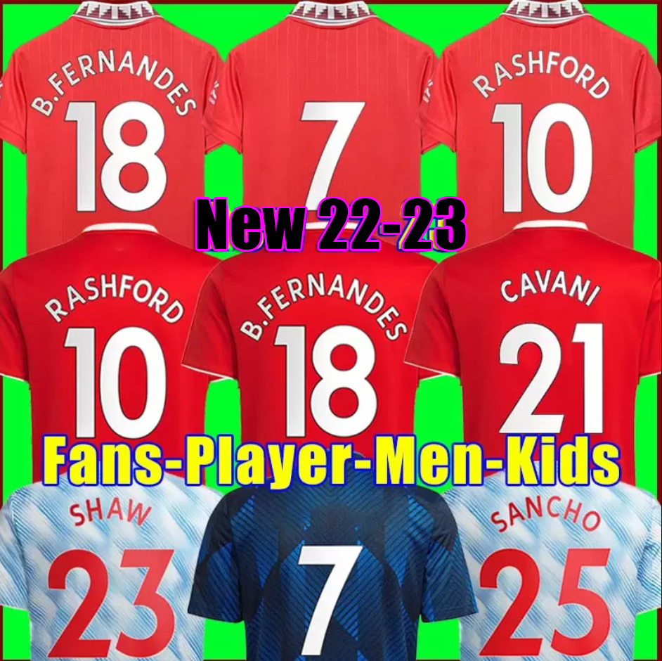 SANCHO 21 22 23 soccer jerseys RASHFORD MANs SHAW POGBA 2021 2022 2023 football shirt tops fans player version UTD VARANE B. FERNANDES men + kids kit set uniforms, 3rd player 
SANCHO 21 22 23 soccer jerseys RASHFORD MANs SHAW POGBA 2021 2022 2023 football shirt tops fans player version UTD VARANE B. FERNANDES men + kids kit set uniforms, 3rd player