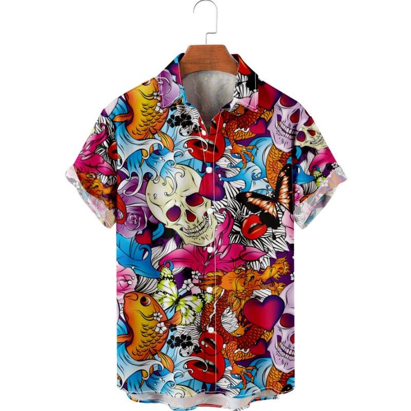 Men' Casual Shirts Men Summer Short Sleeve Skull Print Shirt Loose Baggy Hawaii Holiday Beach Buttons BlouseMen
Men' Casual Shirts Men Summer Short Sleeve Skull Print Shirt Loose Baggy Hawaii Holiday Beach Buttons BlouseMen