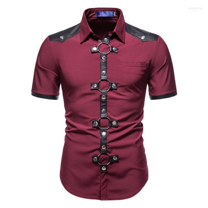 Men's Casual Shirts Short-sleeved For Men Punk Leather Button Blouse Down Design Lapel Shirt Vintage Slim Tops Male Eldd22, Black
Men's Casual Shirts Short-sleeved For Men Punk Leather Button Blouse Down Design Lapel Shirt Vintage Slim Tops Male Eldd22, Black