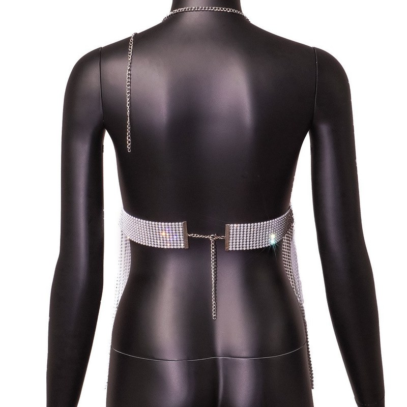 Sexy Backless Solid Camisole Sleeveless Deep V Neck Vest Glitter Tassel Hollow Out Mesh Nightclub Party Tops Female 220325