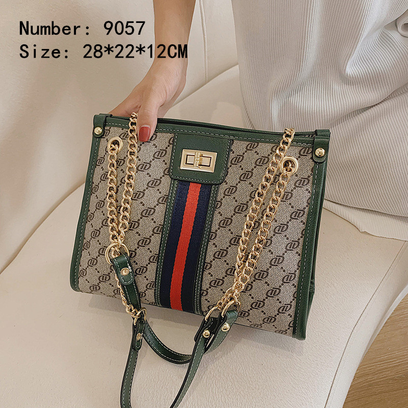 Wholesale factory ladies leathers shoulder bags elegant striped handbag large capacity three-layer barrier women tote bag trend printed leather handbags