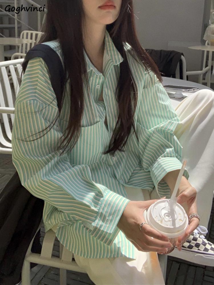 Women's Blouses & Shirts Women Striped Minority Street Casual Classic All-match Full Sleeve Sun-proof Medium-long Thin Chic Stylish Fashion, Green
Women's Blouses & Shirts Women Striped Minority Street Casual Classic All-match Full Sleeve Sun-proof Medium-long Thin Chic Stylish Fashion, Green