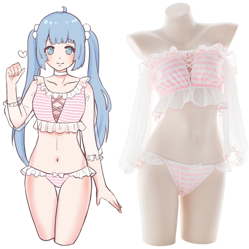 Women 2Pcs Cute & Sexy Chiffon Striped Puff sleeve Lingerie Set Camisole Tops & Pants Set Women Pajamas PINK & BLUE Y200708
Women 2Pcs Cute & Sexy Chiffon Striped Puff sleeve Lingerie Set Camisole Tops & Pants Set Women Pajamas PINK & BLUE Y200708