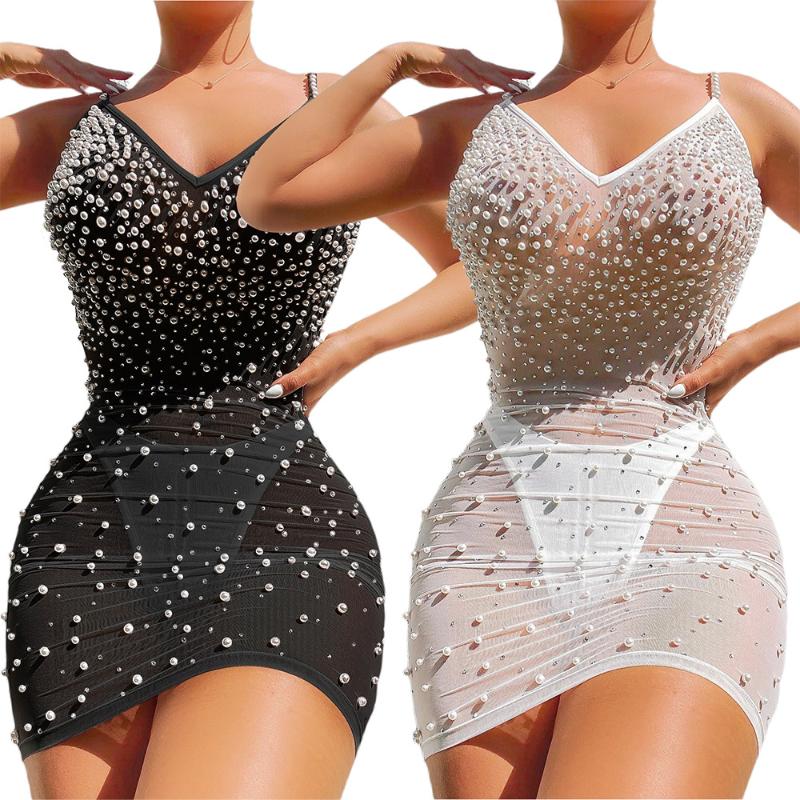 Women' Swimwear Mesh Pearl Mini Dress Sexy Women White Black See Through Bathing Suit Cover-ups BeachwearWomen
Women' Swimwear Mesh Pearl Mini Dress Sexy Women White Black See Through Bathing Suit Cover-ups BeachwearWomen