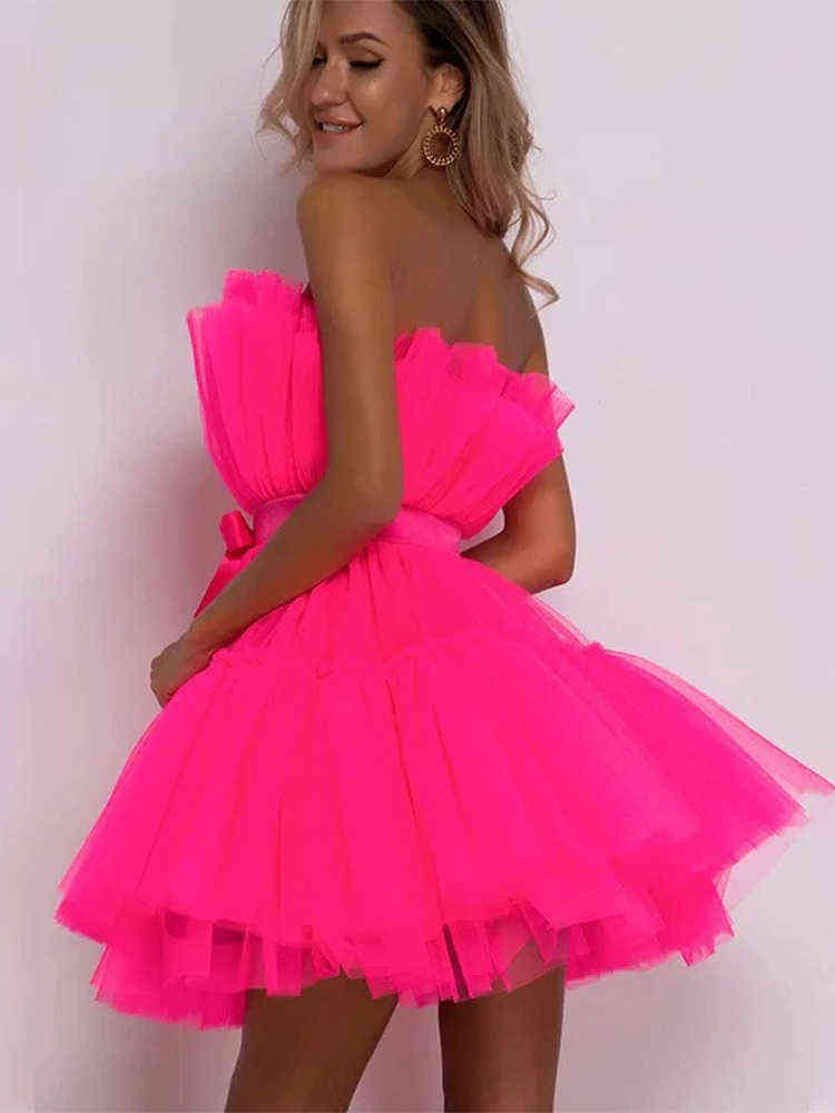Women Off Shoulder Mesh Tutu Dress 2022 Female Fashion Bodycon Lace Short Dresses Ladies Sweety Elegant Party Evening Outfits T220818