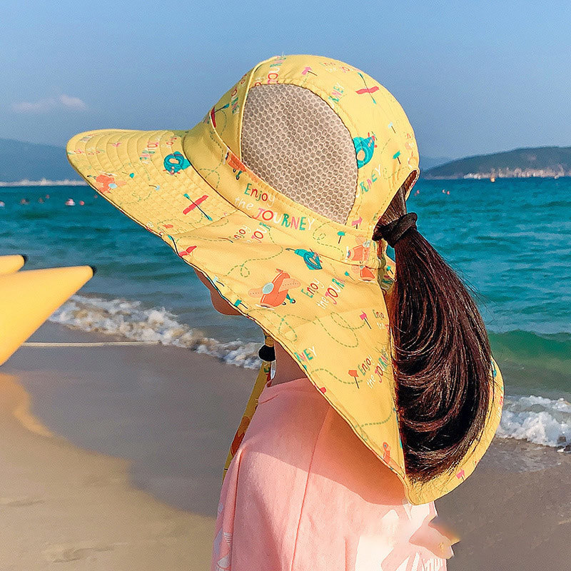 Topi Ember Bayi Musim Panas Pinggiran Lebar 360 ° Perlindungan UV Anak Lakilaki Perempuan Pantai Luar Ruangan Panama 220611