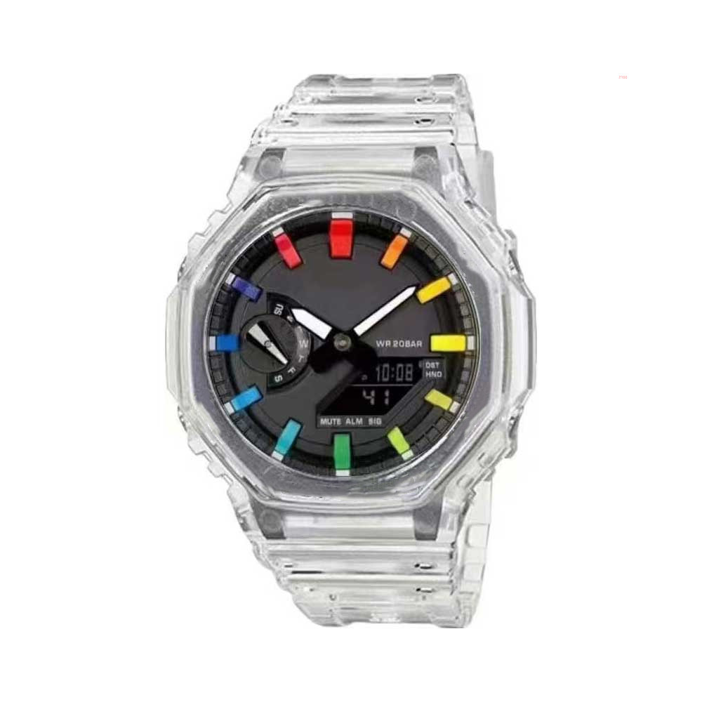 Sports Men's Digital Quartz 2100 Watch Full Function LED Automatic Hand Raise Light Waterproof World Time Iced Out Watch Detachable Strap Oak Collection
Sports Men's Digital Quartz 2100 Watch Full Function LED Automatic Hand Raise Light Waterproof World Time Iced Out Watch Detachable Strap Oak Collection