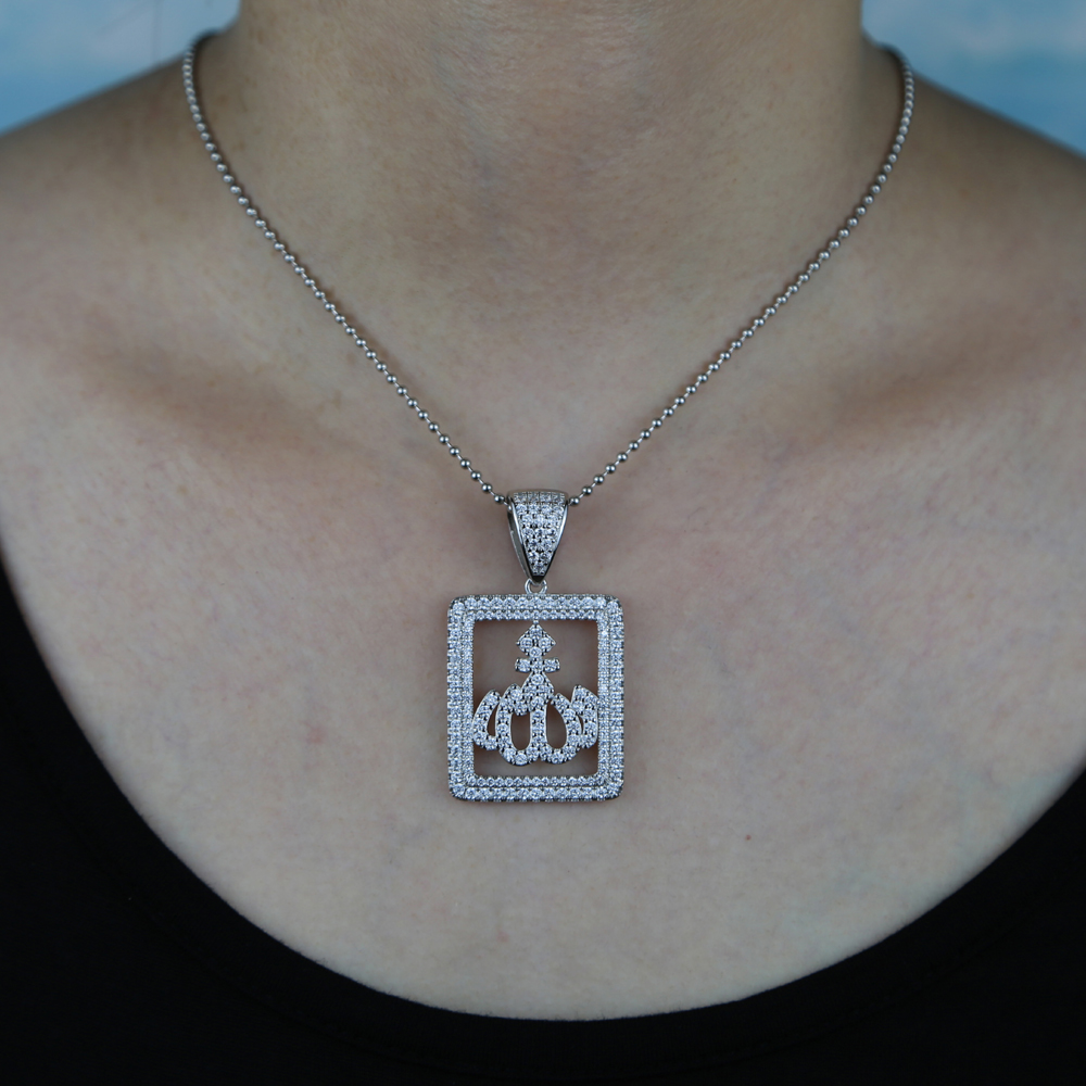 Bg 5A crystal paved tennis chain choker necklace with Muslims Allah pendant charm for women men big charms jewelry dh910320090