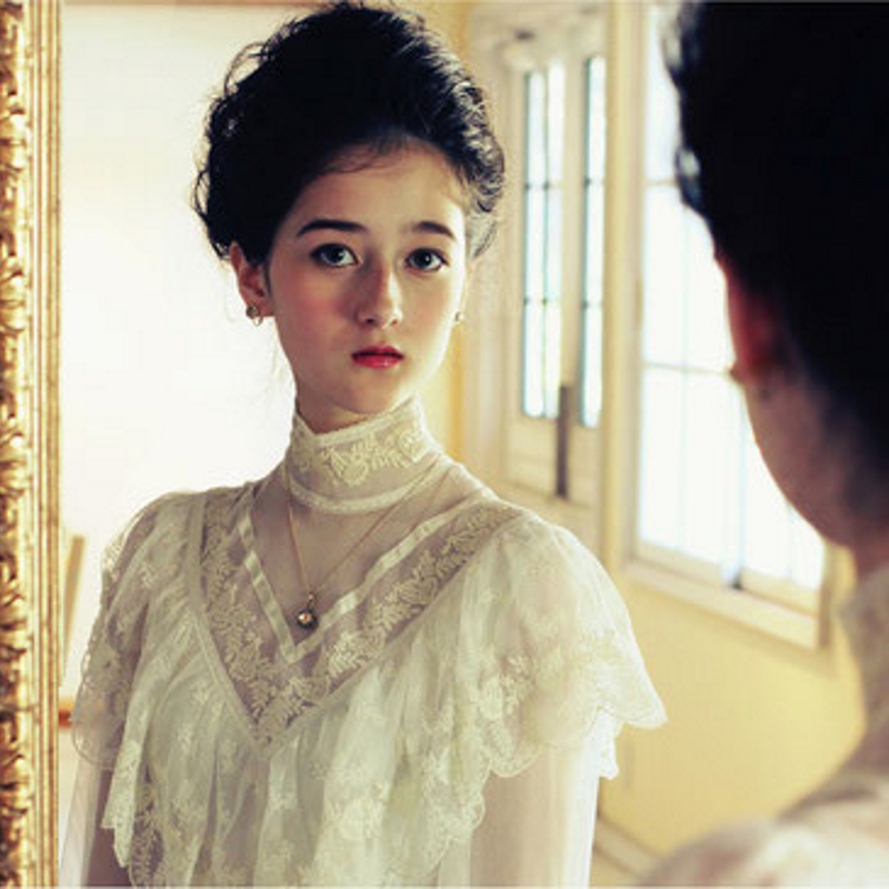 Vintage High Collar A Line Wedding Dress Floor Length 2022 Country Lace Tulle Bridal Gowns Ruffles Pleats Puffy Medieval Princess Bride Dresses