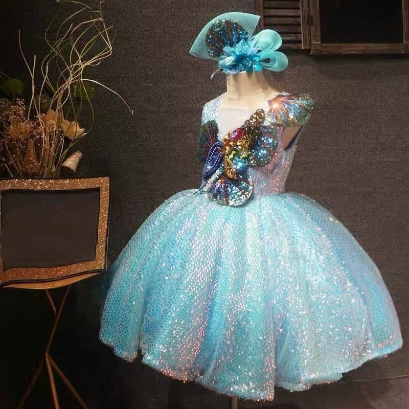 2022 Flower girls dresses stereo flower applique dew shoulder princess for kids lace tulle long Ball Gown children pageant dress