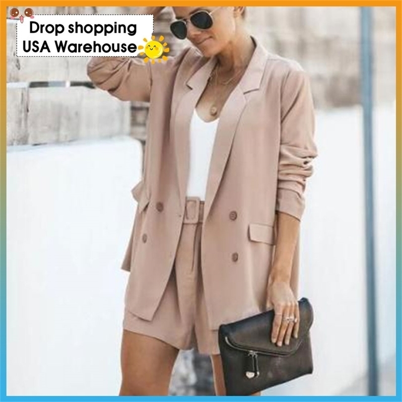 Women's New Style for Autumn and Winter Solid Color LongSleeved Coat Button Suit jackets for women ropa para mujer 201019