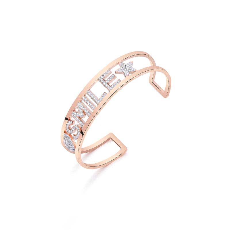 Bangle Rose Gold SMILE Letter Stainless Steel Open For Women Clear Colorful Crystal 2022 Gift Love
Bangle Rose Gold SMILE Letter Stainless Steel Open For Women Clear Colorful Crystal 2022 Gift Love