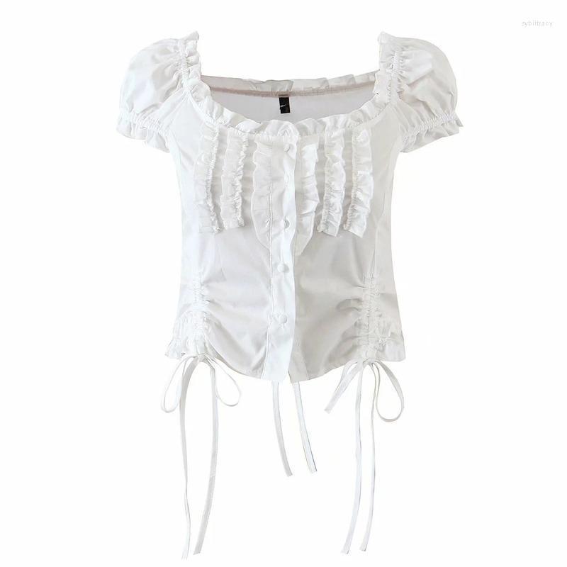Women' Blouses & Shirts French Style Short Sleeve Button-up Square Collar Drawstring Blouse 2022 Summer Retro Trendy Wome Sybi22, White
Women' Blouses & Shirts French Style Short Sleeve Button-up Square Collar Drawstring Blouse 2022 Summer Retro Trendy Wome Sybi22, White