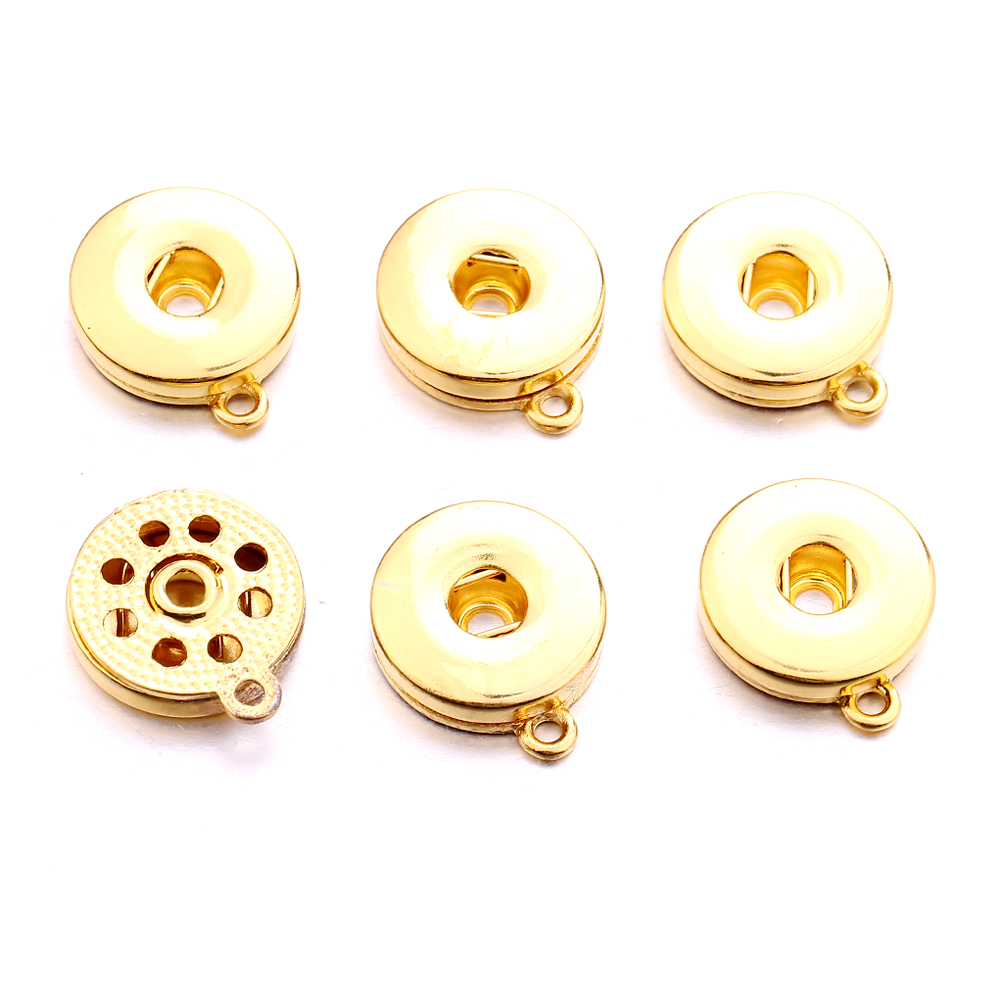 Silver Gold Alloy 18mm Ginger Snap button Base charms Pendants For Snaps Bracelet Earrings Necklace DIY Jewelry Accessory