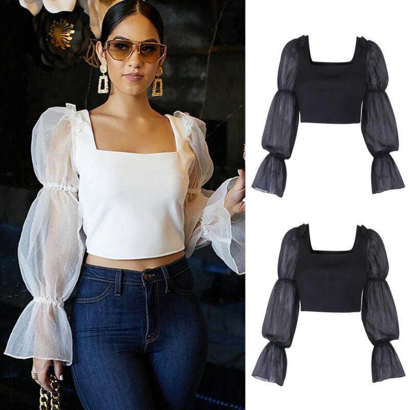 Women' Blouses & Shirts Womens Sheer Mesh Puff Sleeve Crop Tops Ladies Long Sexy Blouse T Shirt
Women' Blouses & Shirts Womens Sheer Mesh Puff Sleeve Crop Tops Ladies Long Sexy Blouse T Shirt