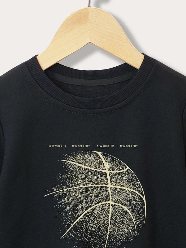 Toddler Boys Basketball & Letter Graphic Sweatshirt SHE