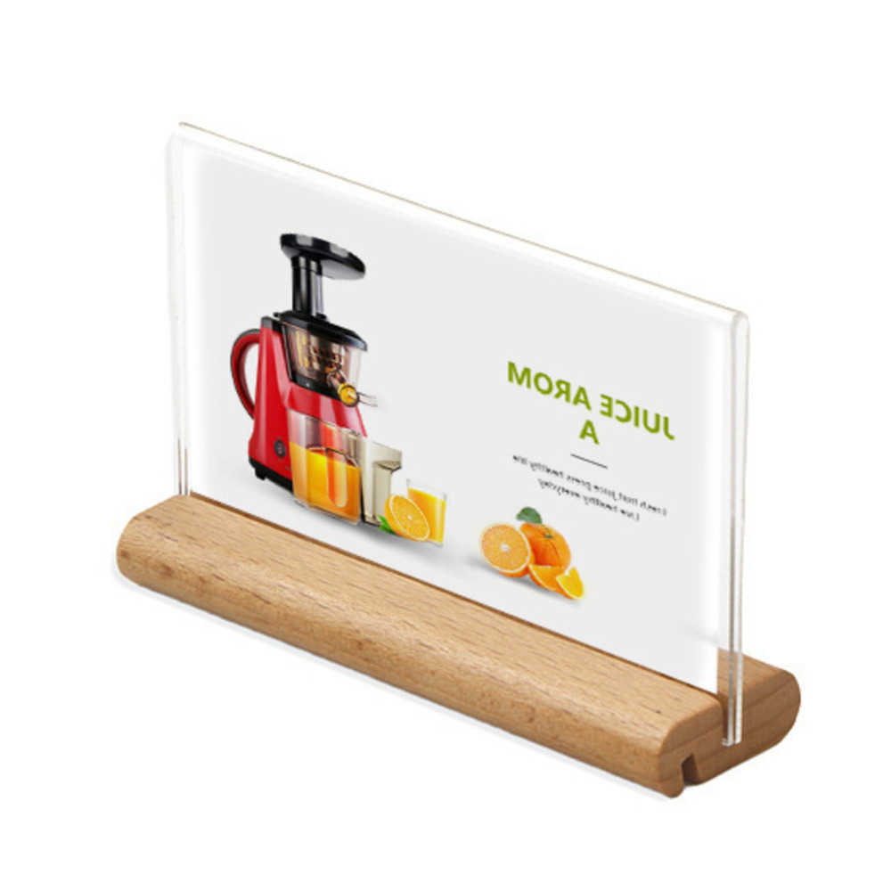 2-side Round 90x55mm Wood Base Sign Holder Various Sizes Table Menu Holder