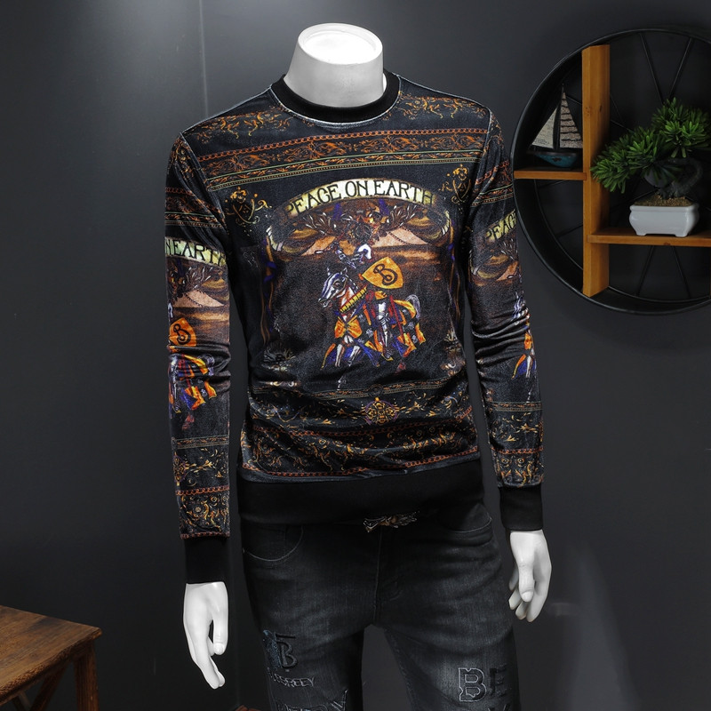 2022 new men's tops golden velvet long-sleeved T-shirt youth loose fashion trend round neck clothes elastic bottoming shirt, Black
2022 new men's tops golden velvet long-sleeved T-shirt youth loose fashion trend round neck clothes elastic bottoming shirt, Black