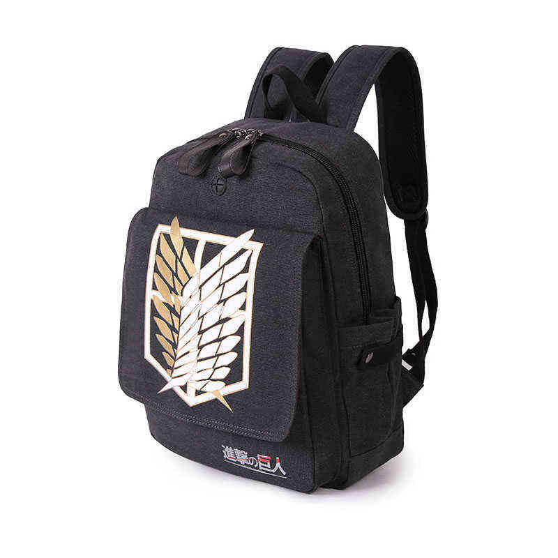 Anime Backpack Canvas Backpack Attack on Titan Cartoon Bagpack Fashion School Bag Teenage Laptop Bagpack New Style Travel Bag AA220316