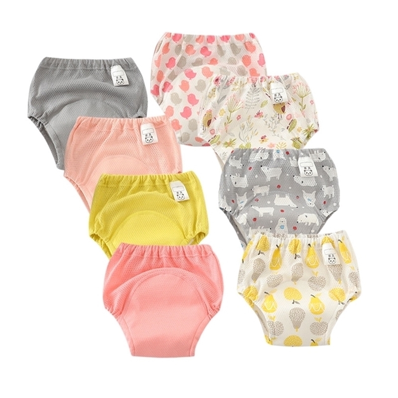 8PCS Waterproof Mesh Training Pants Reusable Toilet Trainer Panty Underwear Bebe Cloth Diaper Briefs Wholesale 220512